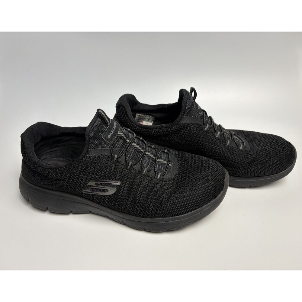 Skechers Summits High Range Black Gray Slip On Walking Shoes Womens Size 7.5 Euc